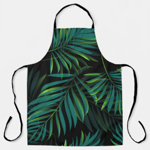 Green tropical palm leaves. Seamless pattern graph Apron