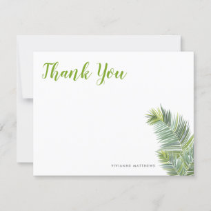 Green Tropical Palm Leaves Thank You Card
