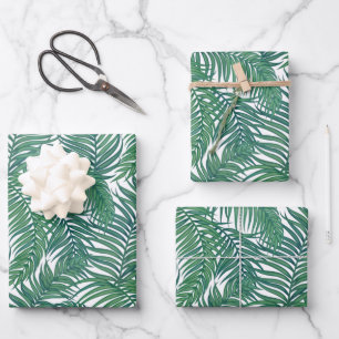 Green Tropical Palm Leaves Wrapping Paper Sheet