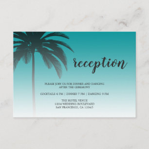 Green Tropical Palm Tree Beach Wedding Reception Enclosure Card