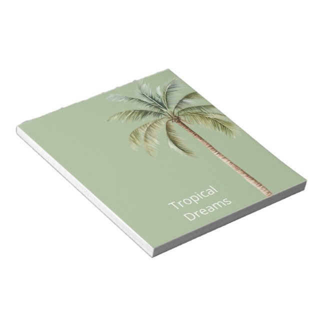 Green Tropical Palm Tree Notepad (Angled)