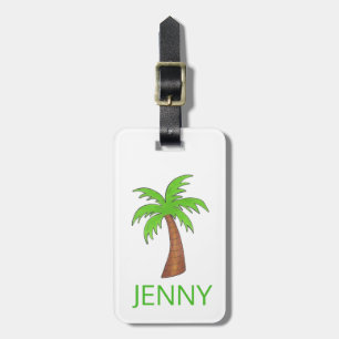 Green Tropical Palm Tree Vacation Beach Island Luggage Tag