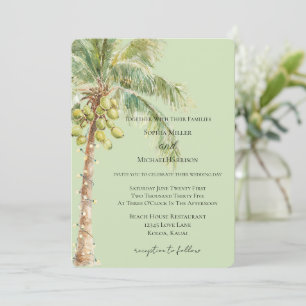 Green Tropical Palm Tree Wedding Invitation