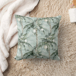 Green Tropical Palm Trees Christmas Cushion