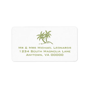 Green Tropical Twin Palm Trees RSVP Address Labels