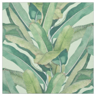 Green Tropical Vintage Banana Leaves Fabric