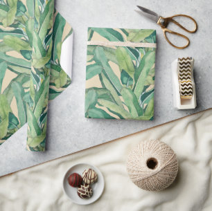 Green Tropical Vintage Banana Leaves Wrapping Paper