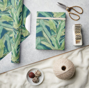 Green Tropical Vintage Banana Leaves Wrapping Paper