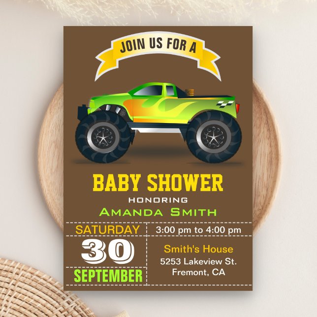 Green Truck Baby Shower Invitation (Creator Uploaded)