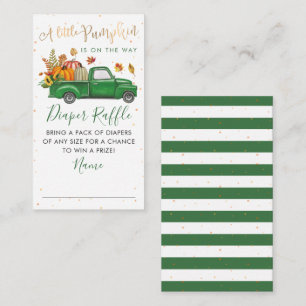 Green Truck Fall Pumpkin Baby Shower Diaper Raffle Enclosure Card