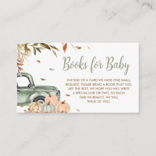 Green Truck Pumpkin Baby Shower Books for Baby Enclosure Card