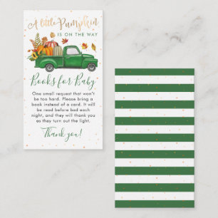 Green Truck Pumpkin Baby Shower Books for Baby Enclosure Card