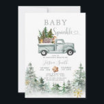Green Truck Winter Forest Animals Baby Sprinkle Invitation<br><div class="desc">EDITABLE Green Truck Winter Forest Animals Baby Sprinkle Invitation
Elegant Green Truck Wild Animals Pine Tree Forest Baby Shower Party</div>