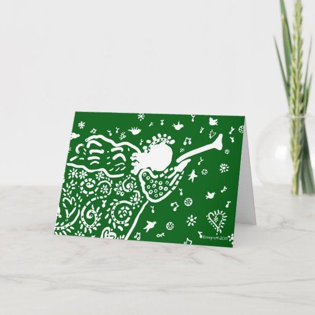 Green Trumpet Angel Card (Front)