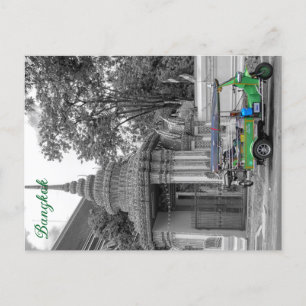 Green tuk tuk outside Wat Pho, Bangkok, Thailand  Holiday Postcard