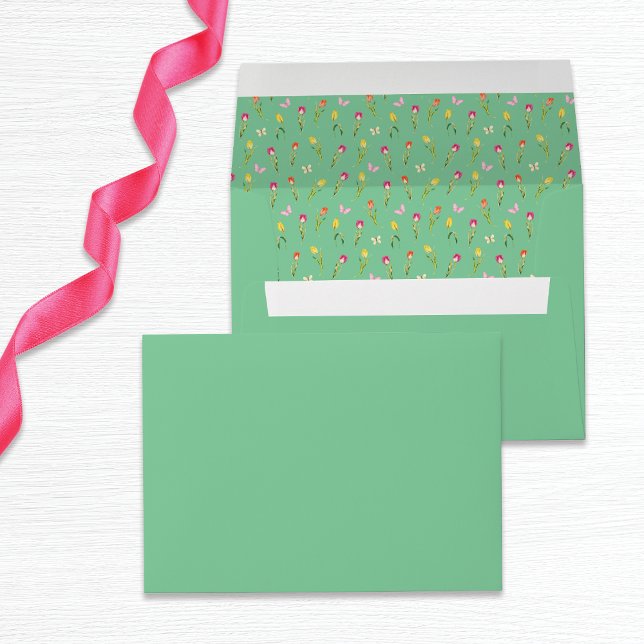 Green Tulips & Butterflies Bridal Shower Envelope (Creator Uploaded)