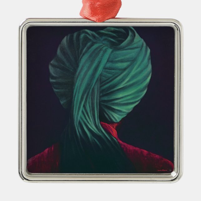 Green Turban Metal Tree Decoration (Front)