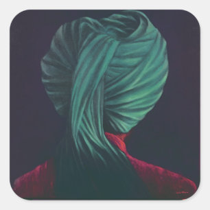 Green Turban Square Sticker