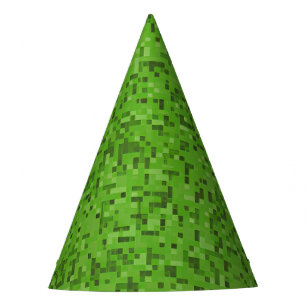 Green Turf Pixel Party Hat