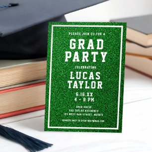 Green Turf Sports Grad Graduation Party Invitation