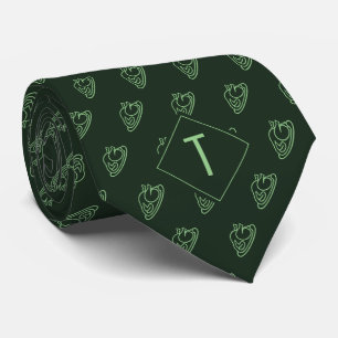 Green   TURKEY Print   Monogram Tie