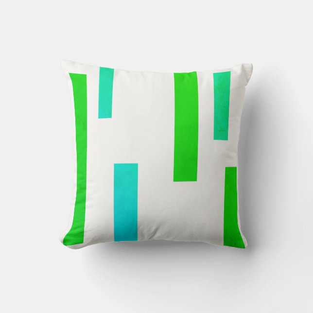 Green Turquoise Blue Blocks Abstract Throw Pillow (Front)