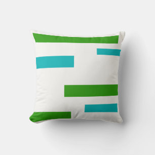 Green Turquoise Blue Blocks Abstract Throw Pillow
