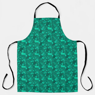 green turquoise bright floral pattern apron