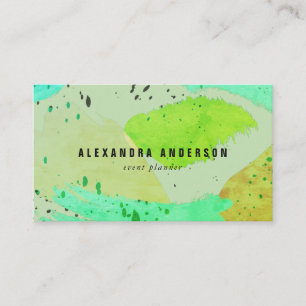 Green Turquoise Brush Strokes Business Card