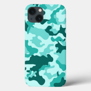 Green Turquoise  Camo Pattern iPhone 13 Case