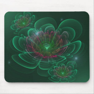Green Turquoise Corolla Flower Mouse Mat