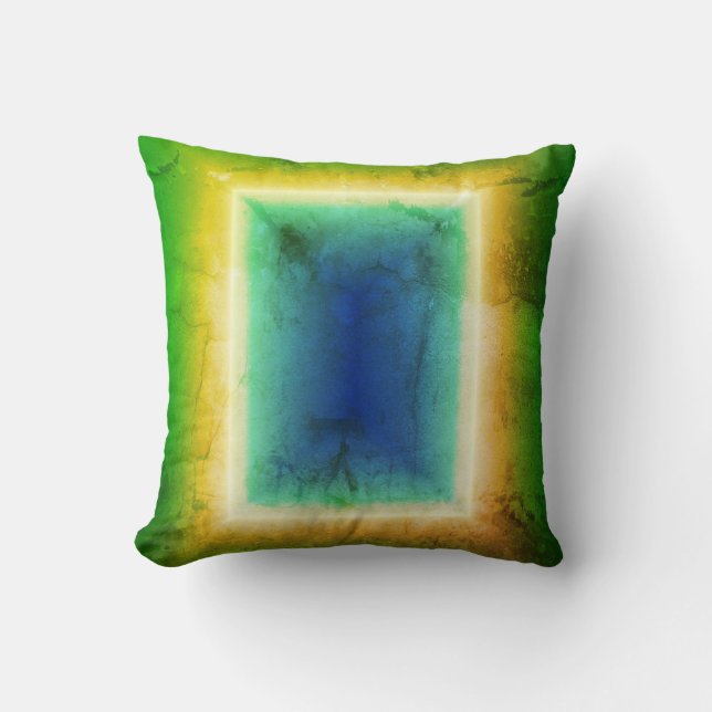 Green Turquoise Door Neon Illusion Effect Cushion (Front)