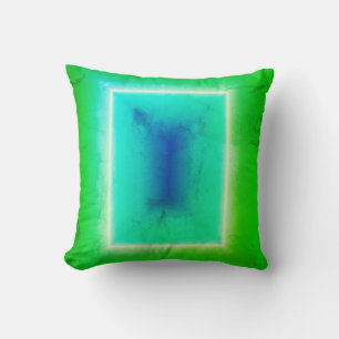 Green Turquoise Door Neon Illusion Effect Cushion