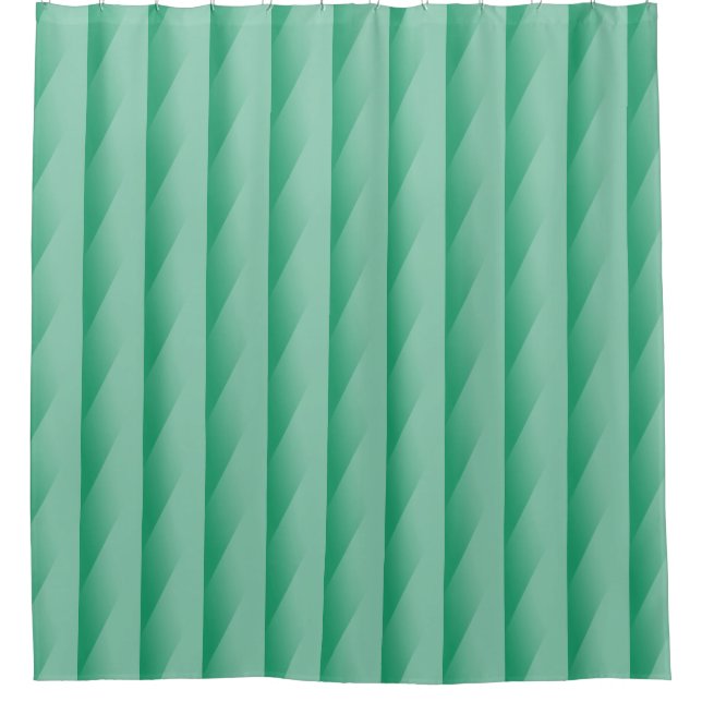 Green Turquoise Gradating Stripes Shower Curtain (Front)