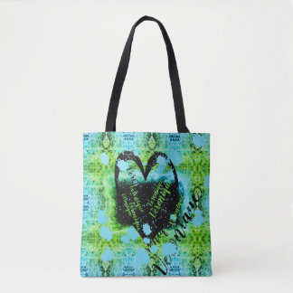 Green Turquoise paint heart name Veronique Tote Bag