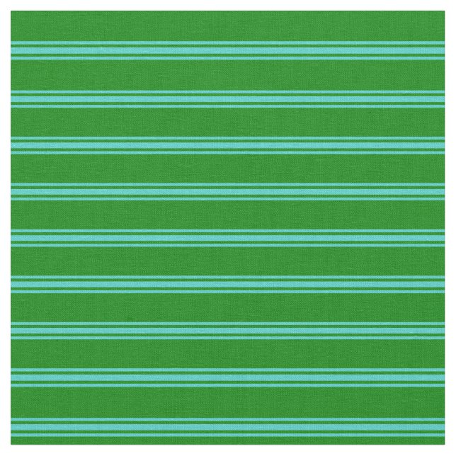 Green & Turquoise Striped Pattern Fabric (Close Up)