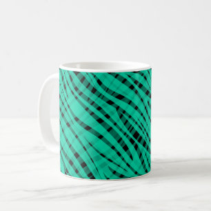 Green turquoise tiger abstract print coffee mug