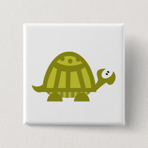 Green Turtle 15 Cm Square Badge