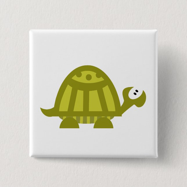 Green Turtle 15 Cm Square Badge (Front)