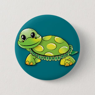 Green turtle 6 cm round badge