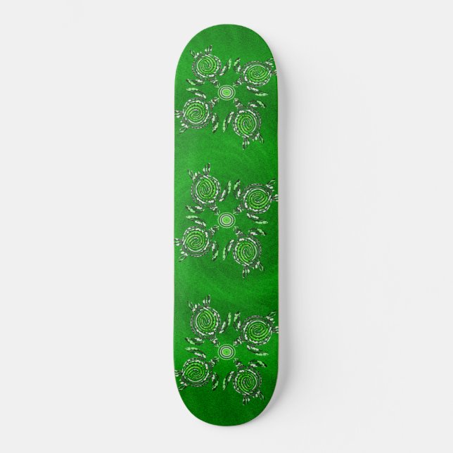 Green Turtle Dot Art,   Skateboard (Front)