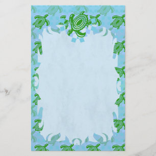 Green Turtle Flame Stationery