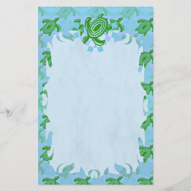 Green Turtle Flame Stationery (Front)