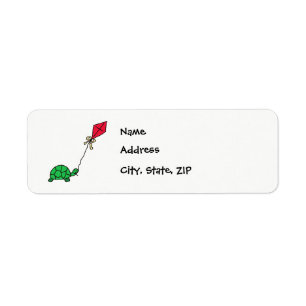Green Turtle Flying Red Kite Address Labels