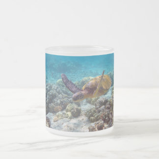 Green Turtle Frosted Glass Coffee Mug