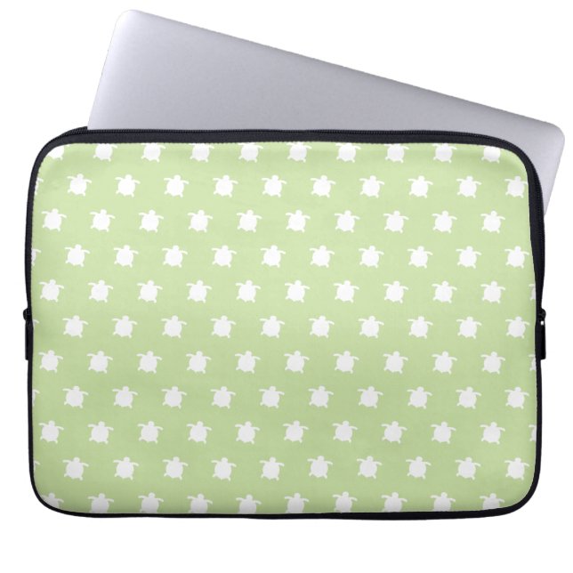Green Turtle Pattern Laptop Sleeve (Front)