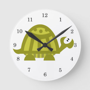 Green Turtle Round Clock