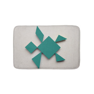 Green turtle Tangram Bath Mat