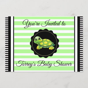 Green Turtle Themed Boy's Baby Shower Invitation