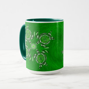 Green Turtles Dot Art, Combo Coffee Mug